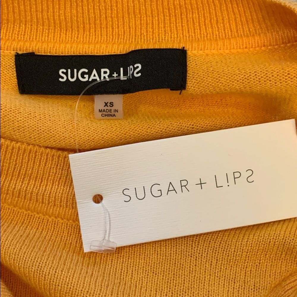 Sugar+Lips Harvard Ruffle Yellow Sweater Size XS - Picture 3 of 5
